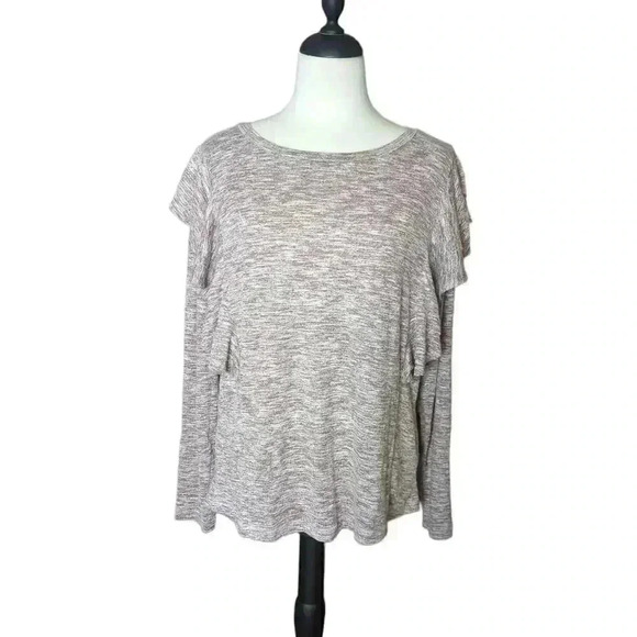 New Maurices Long Sleeve Ruffle Shimmer Top Size Large - Picture 1 of 5